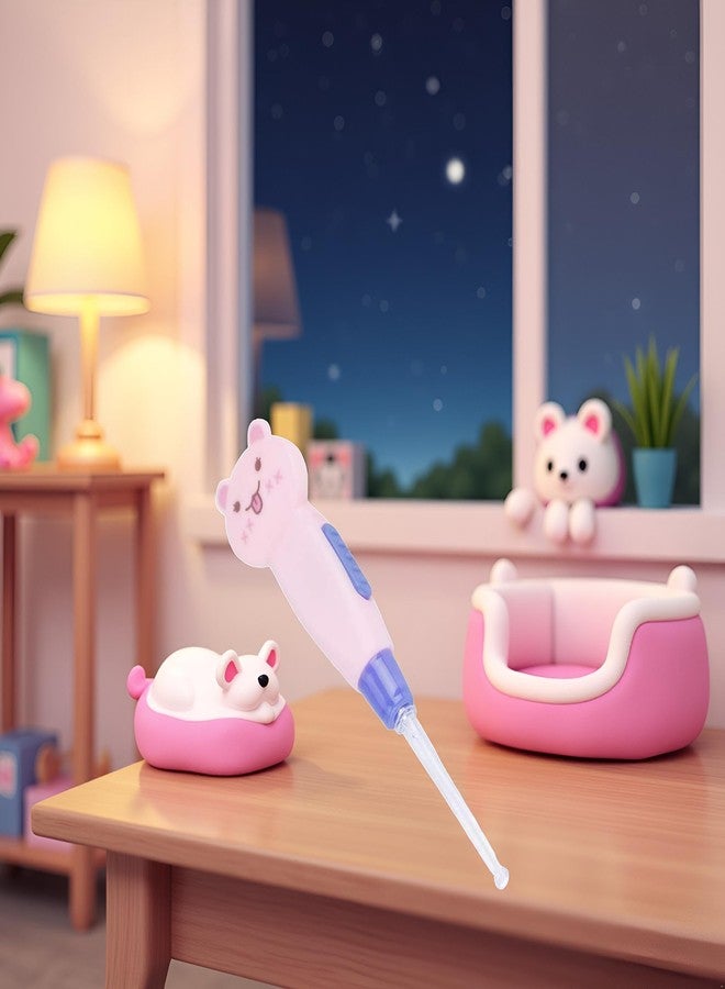 WsjiaboFux منظف أذن للأطفال بتصميم قطة وردية كرتونية، مزود بإضاءة LED لإزالة شمع الأذن ورأس بديل، أداة تنظيف أذن للأطفال، إزالة شمع الأذن، العناية بصحة الأذن - Image 5